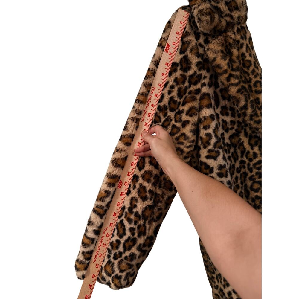 NEW! Calvin Klein L Leopard Print Faux Fur $299 Long Coat Jacket Animal Print - Picture 11 of 12